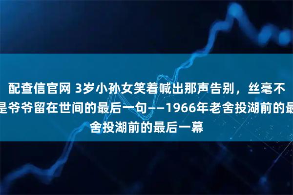 配查信官网 3岁小孙女笑着喊出那声告别，丝毫不知道这是爷爷留在世间的最后一句——1966年老舍投湖前的最后一幕